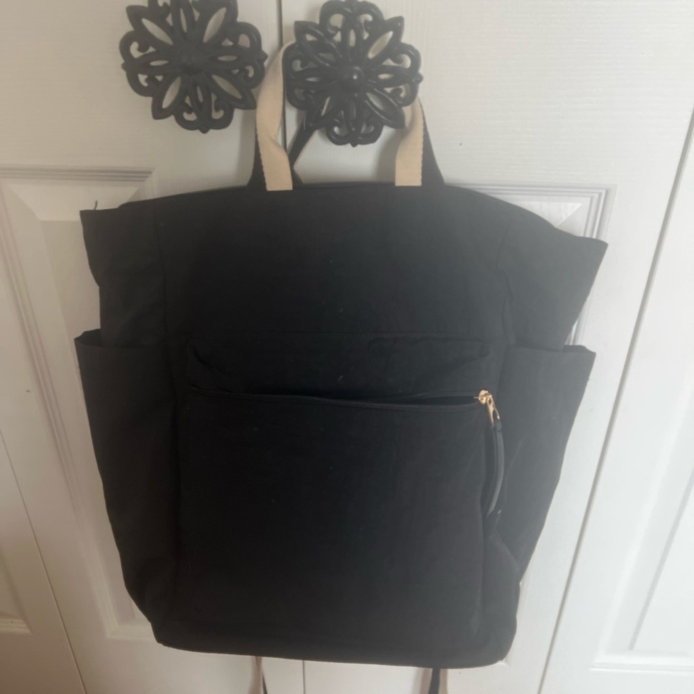 Black Universal Threads Laptop Tote Backpack with Beige Handles